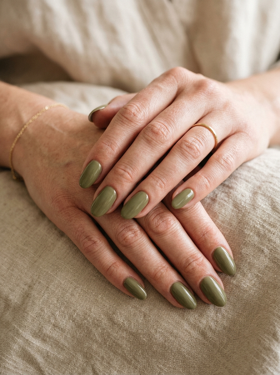 Khaki Green Nails